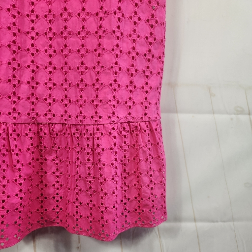 Tuckernuck Hyacinth House Pink Eyelet Midi Dress Ruffle Hem Preppy S - Picture 9 of 15